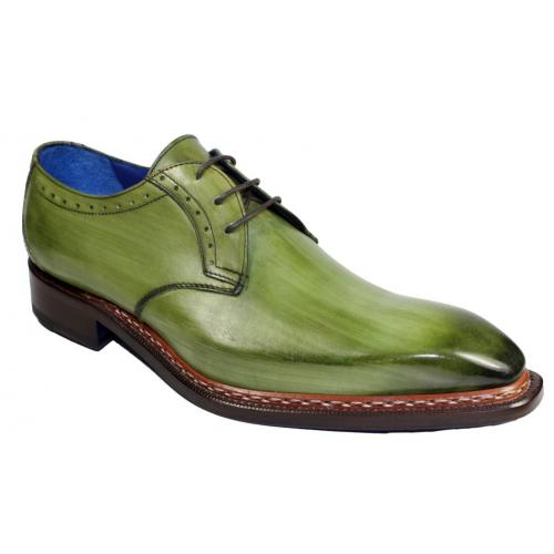 Emilio Franco "Ciro" Olive Genuine Calfskin Oxford Shoes.